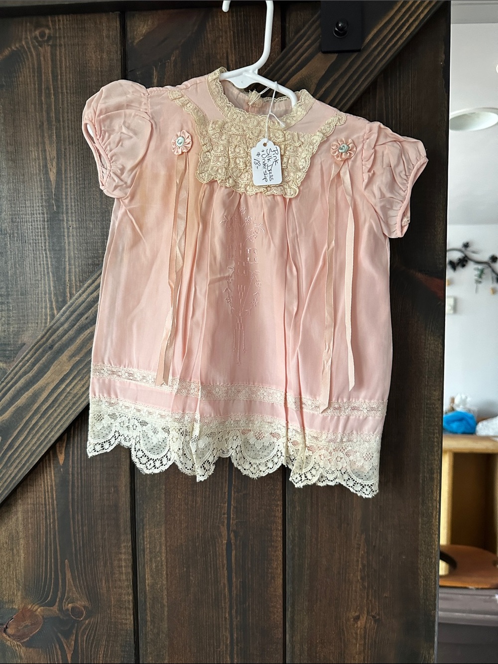 Vintage Girls Pink Lace-Trim Vintage Style Top